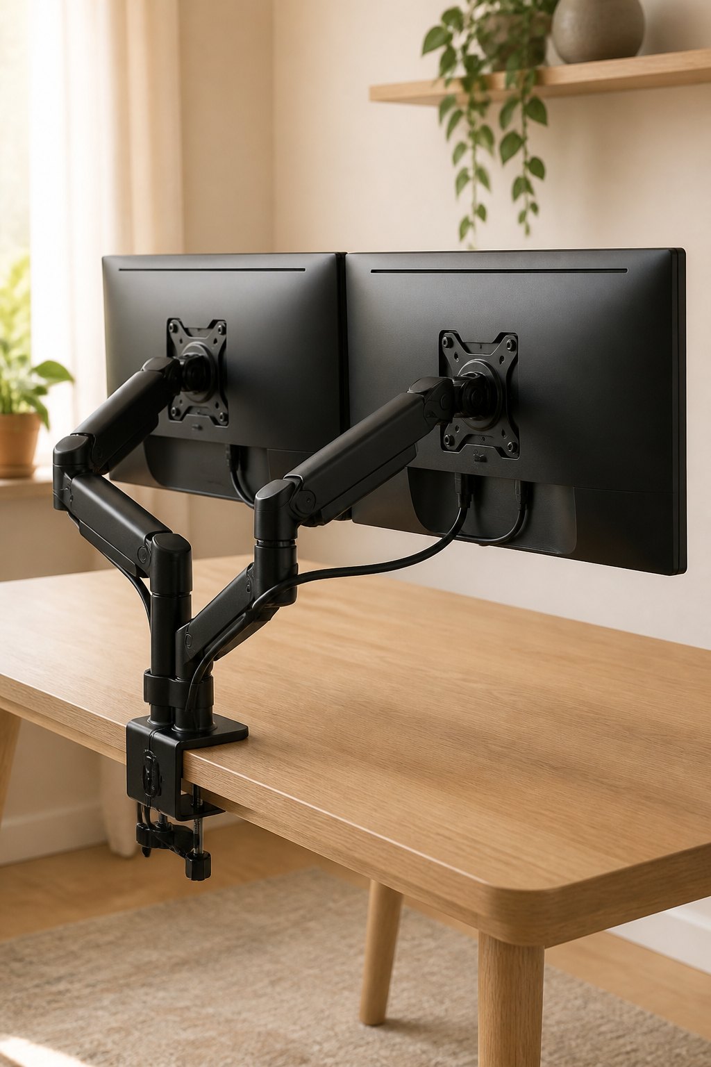 Dual monitor arm
